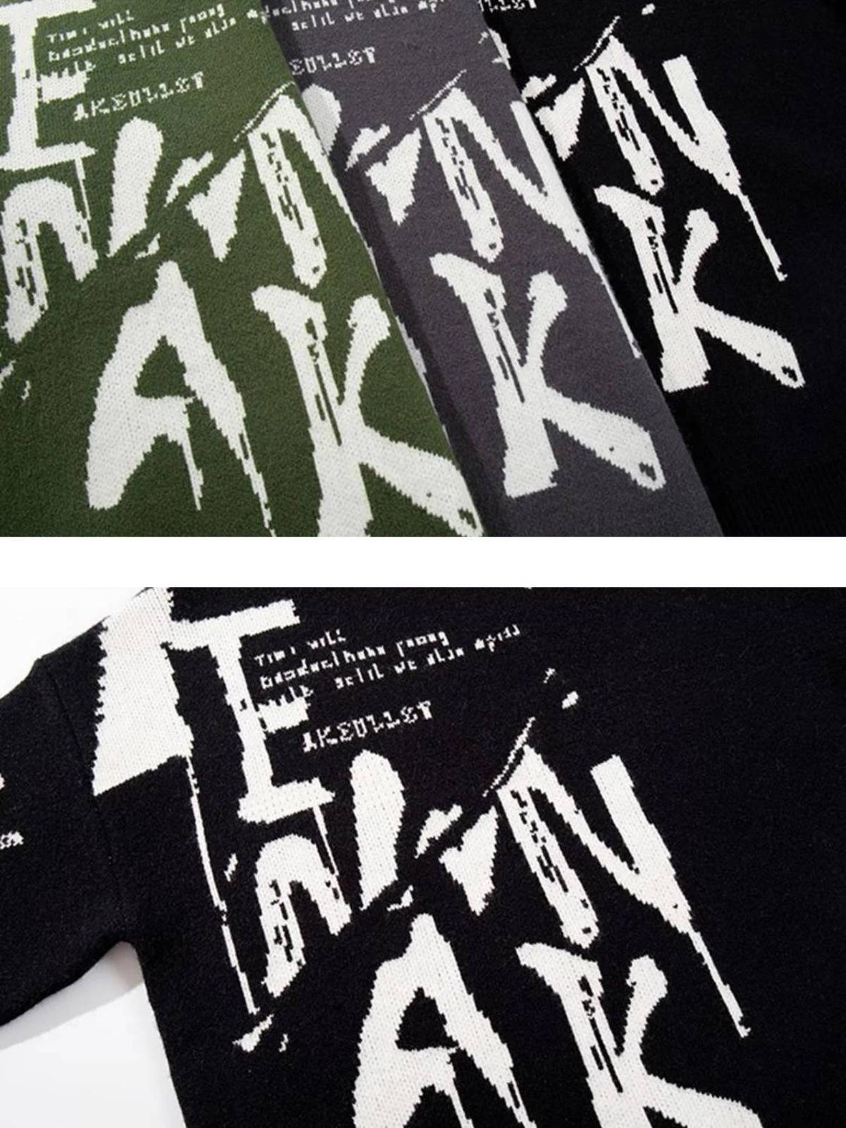 Street Letter Graffiti Jacquard Sweater