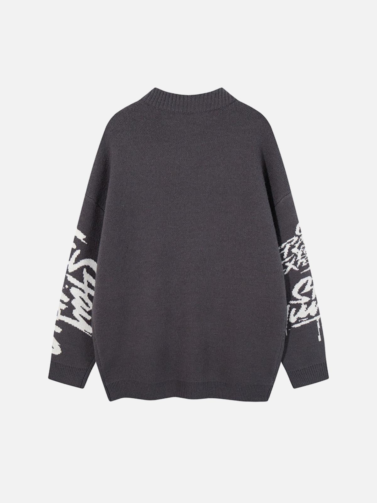 Street Letter Graffiti Jacquard Sweater