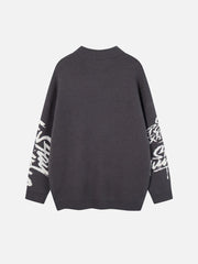 Street Letter Graffiti Jacquard Sweater