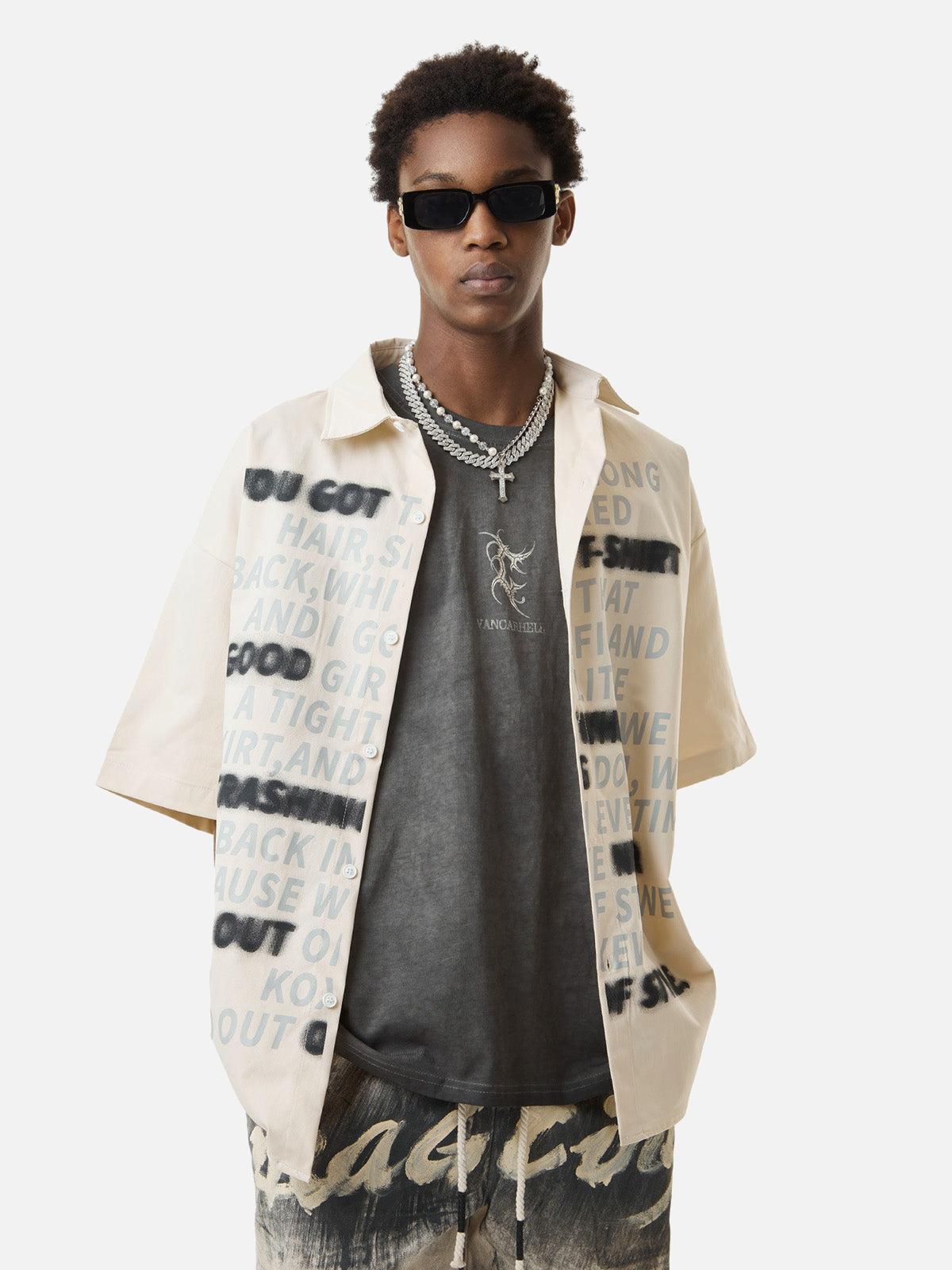 Street Letter Print Short Sleeve Shirt