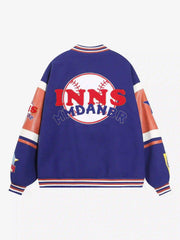 Street Patchwork Embroidered Baseball Jacket