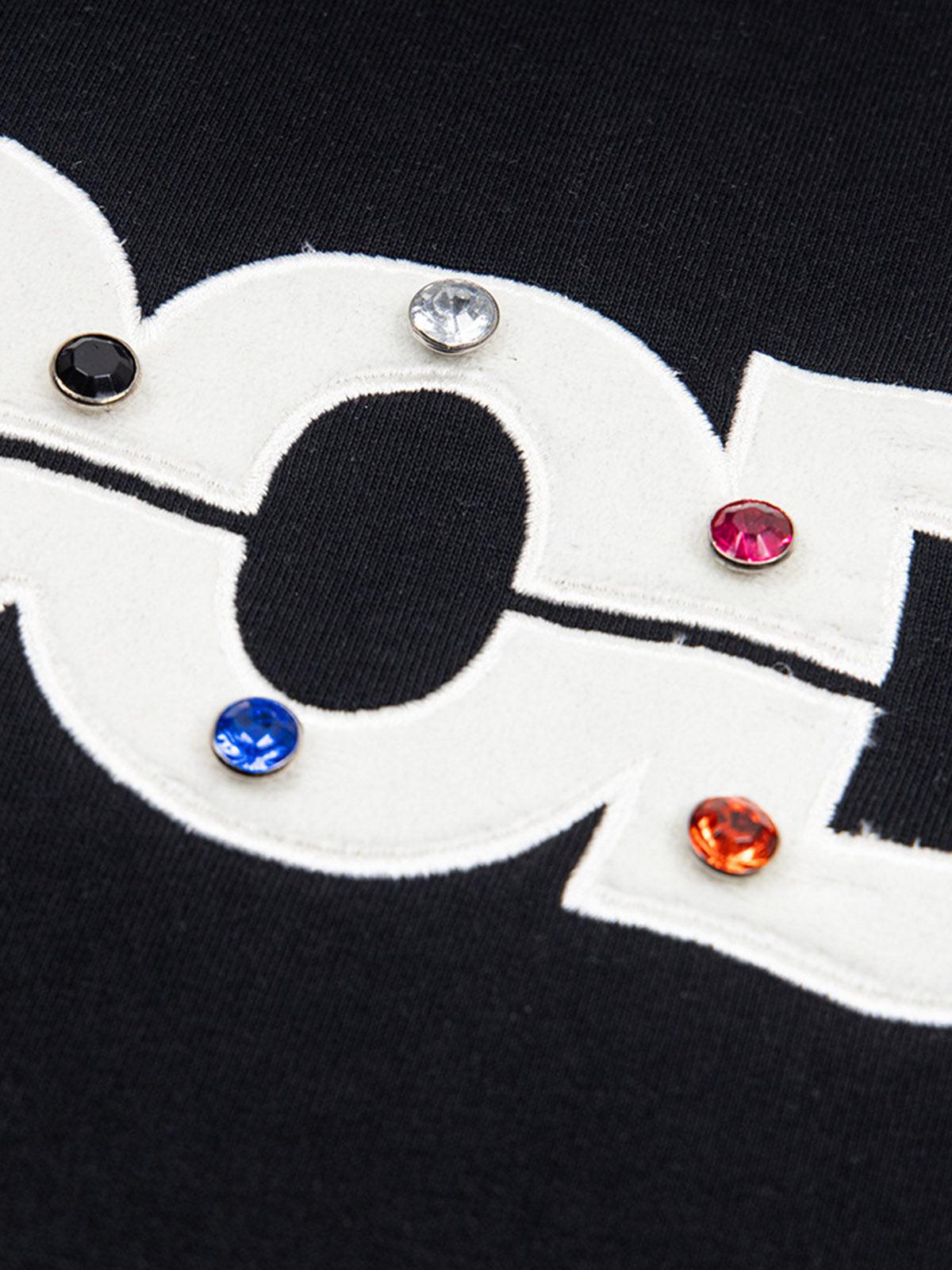 Street Retro MOOD Patch Embroidered Rivet T-Shirt