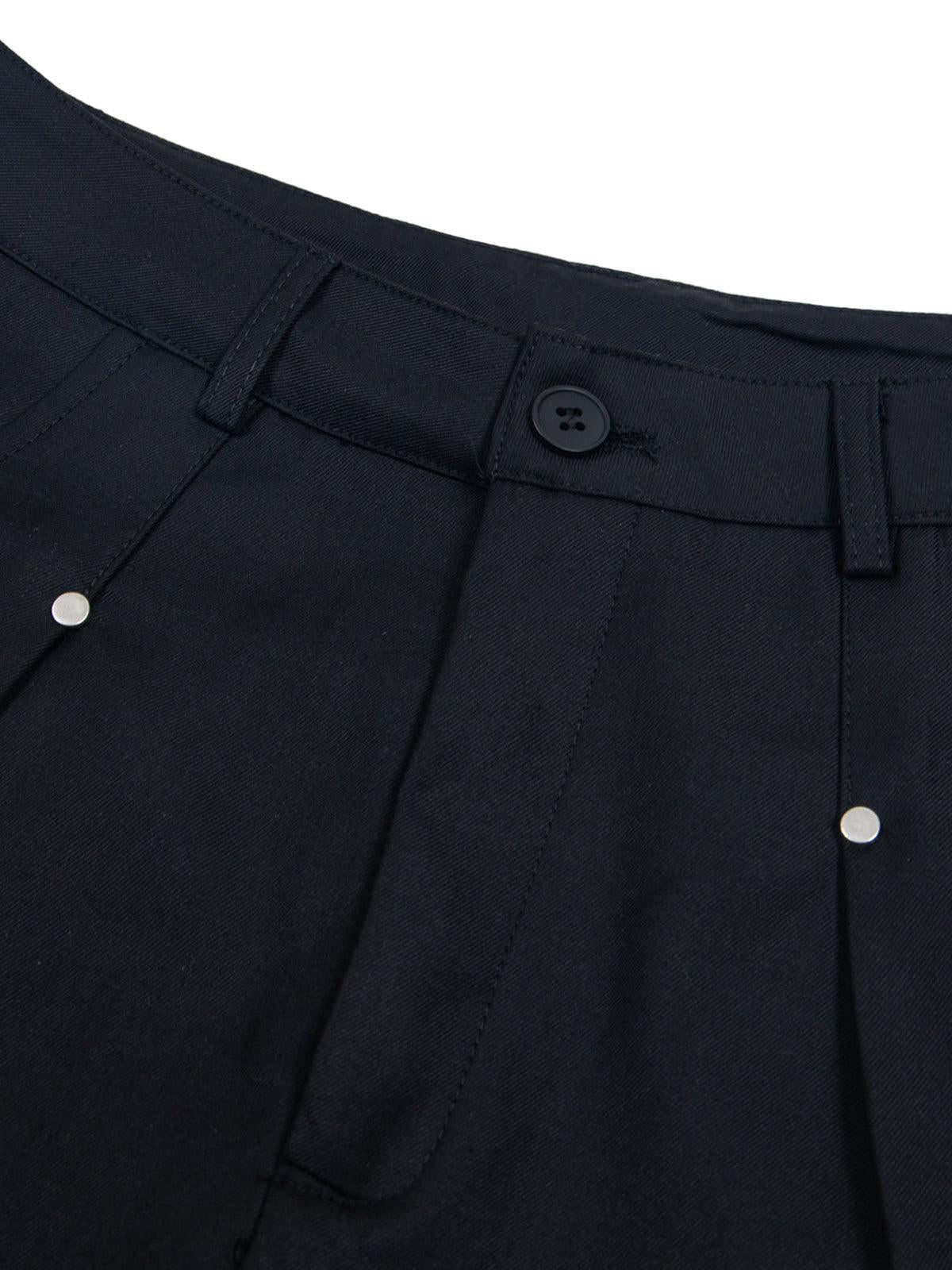 Street Retro Pleated Rivet Shorts