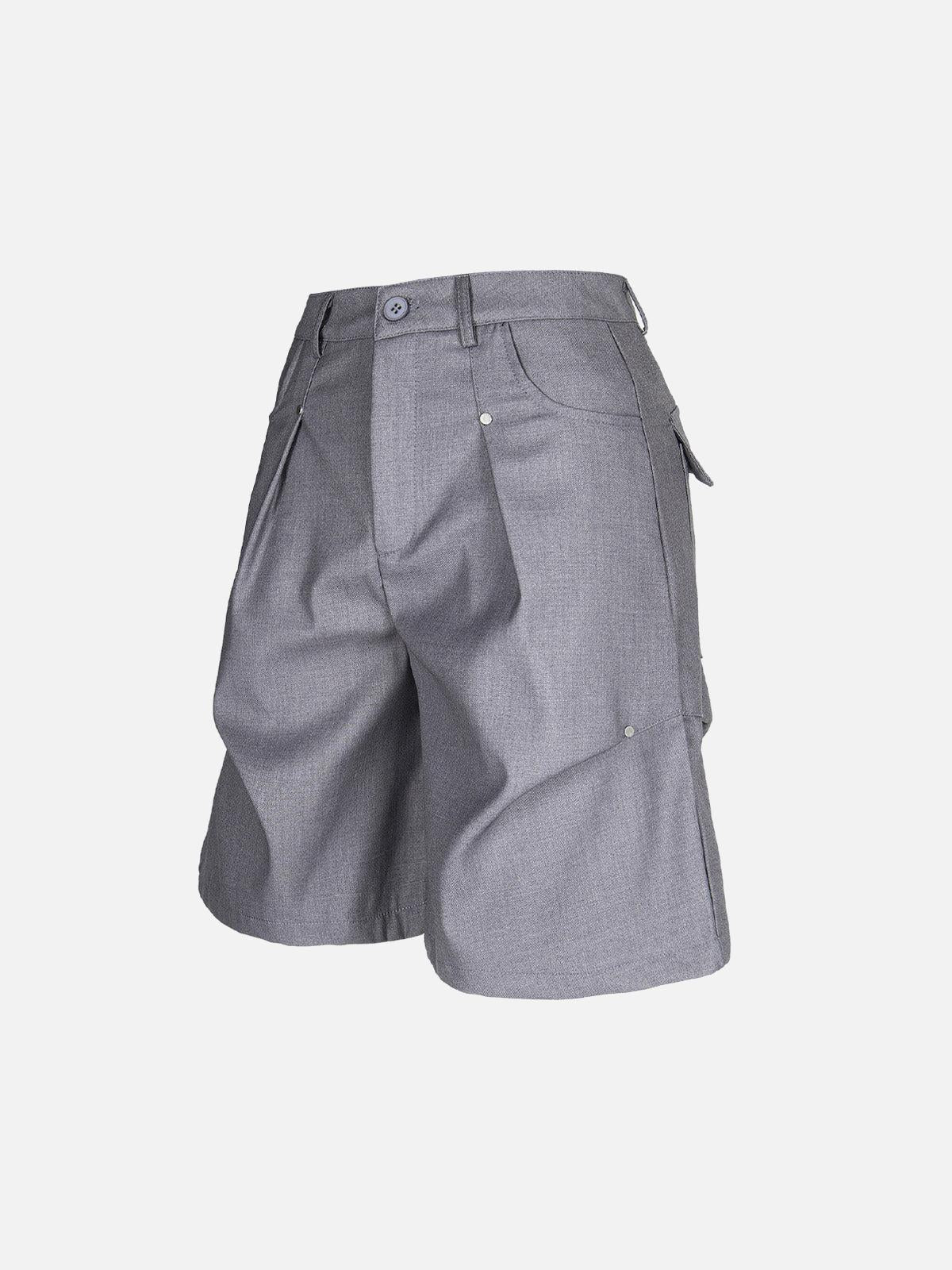 Street Retro Pleated Rivet Shorts