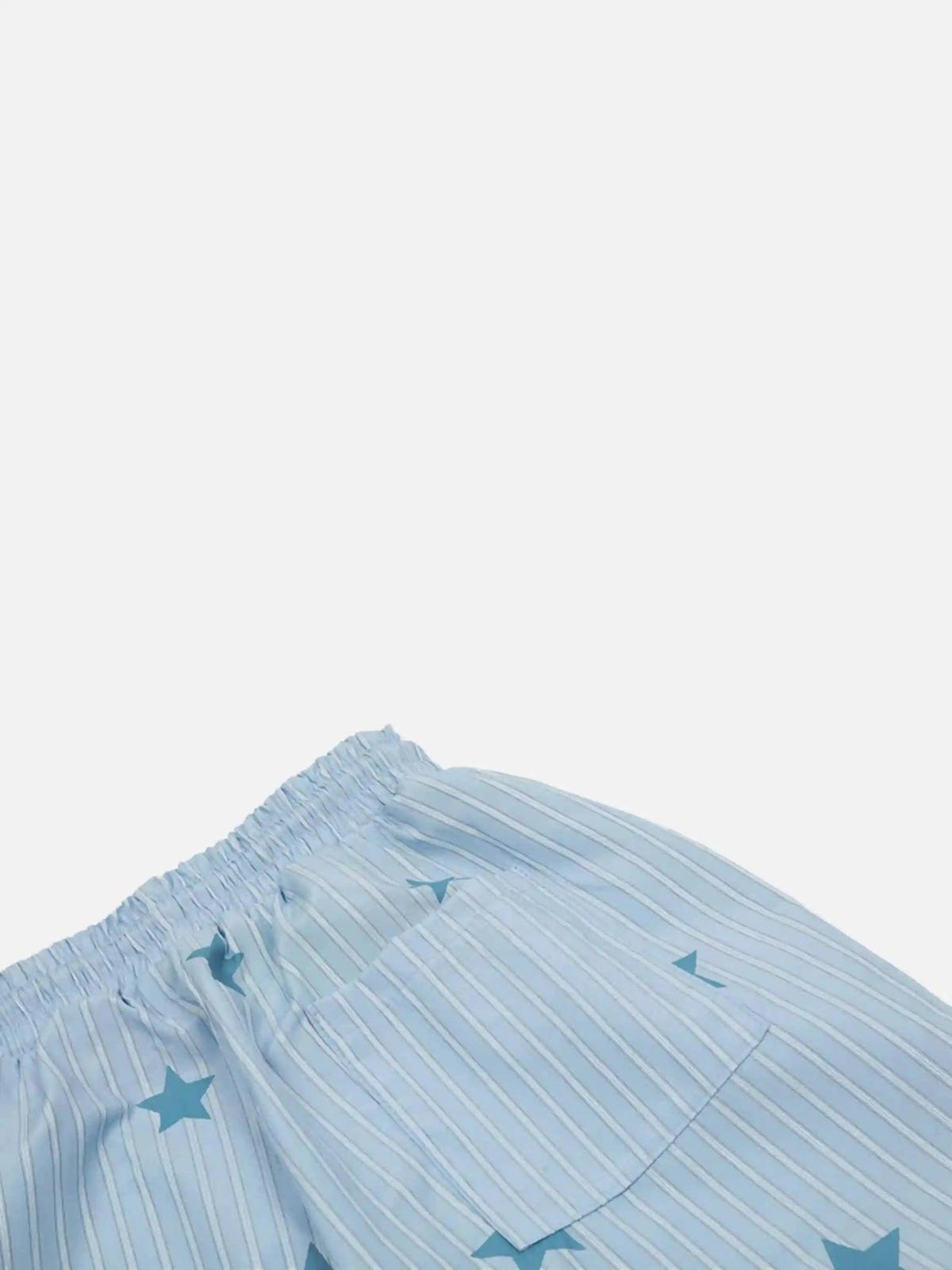 Street Retro Star Vertical Stripes Trousers