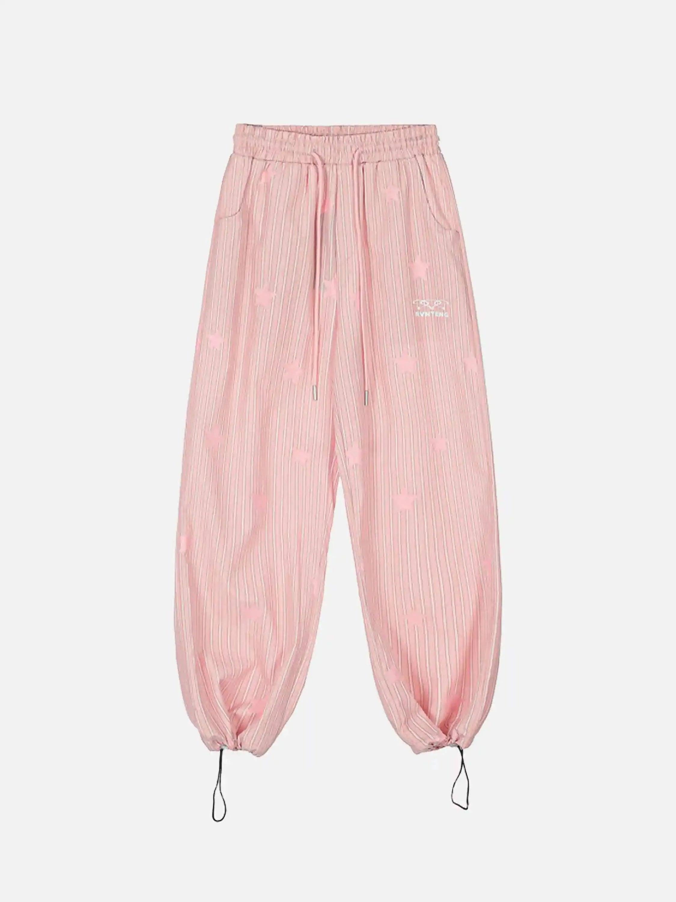Street Retro Star Vertical Stripes Trousers