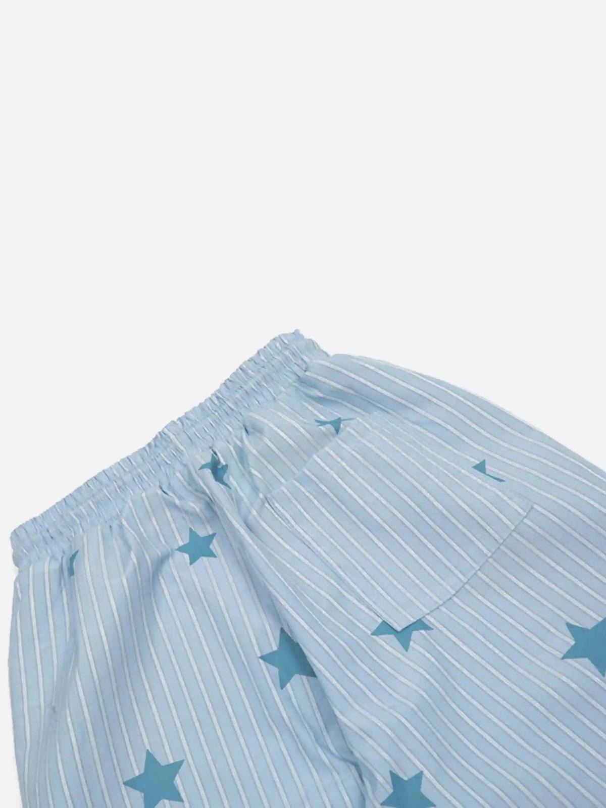 Street Retro Star Vertical Stripes Trousers