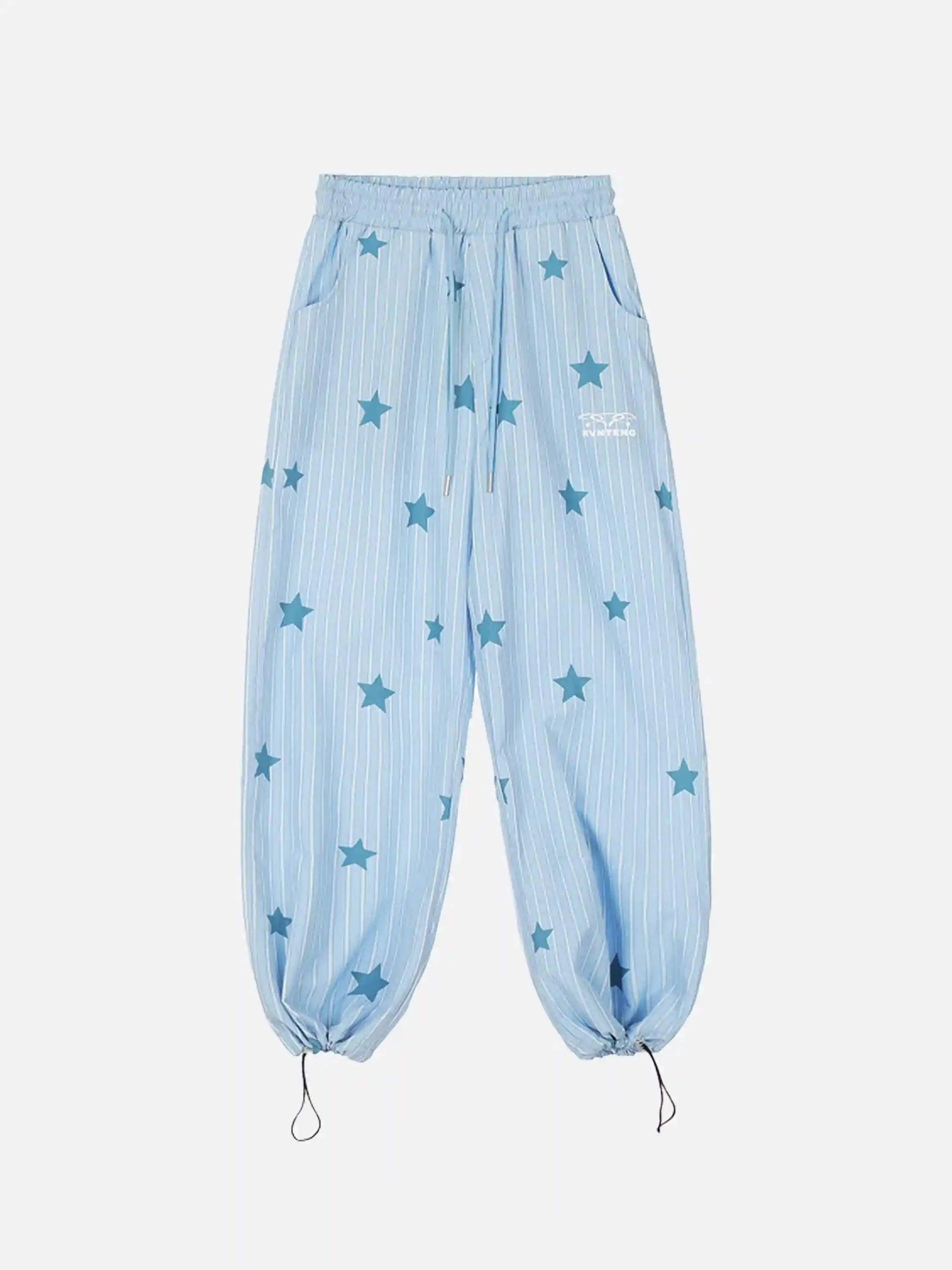 Street Retro Star Vertical Stripes Trousers