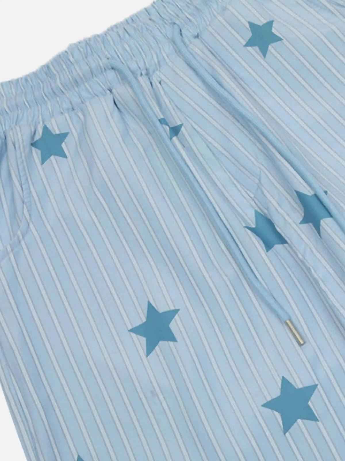 Street Retro Star Vertical Stripes Trousers