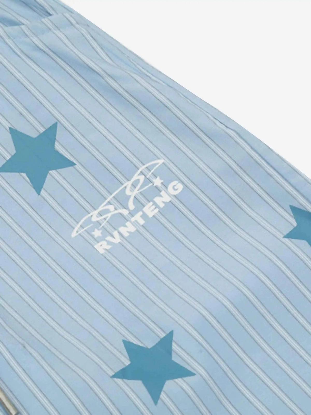 Street Retro Star Vertical Stripes Trousers