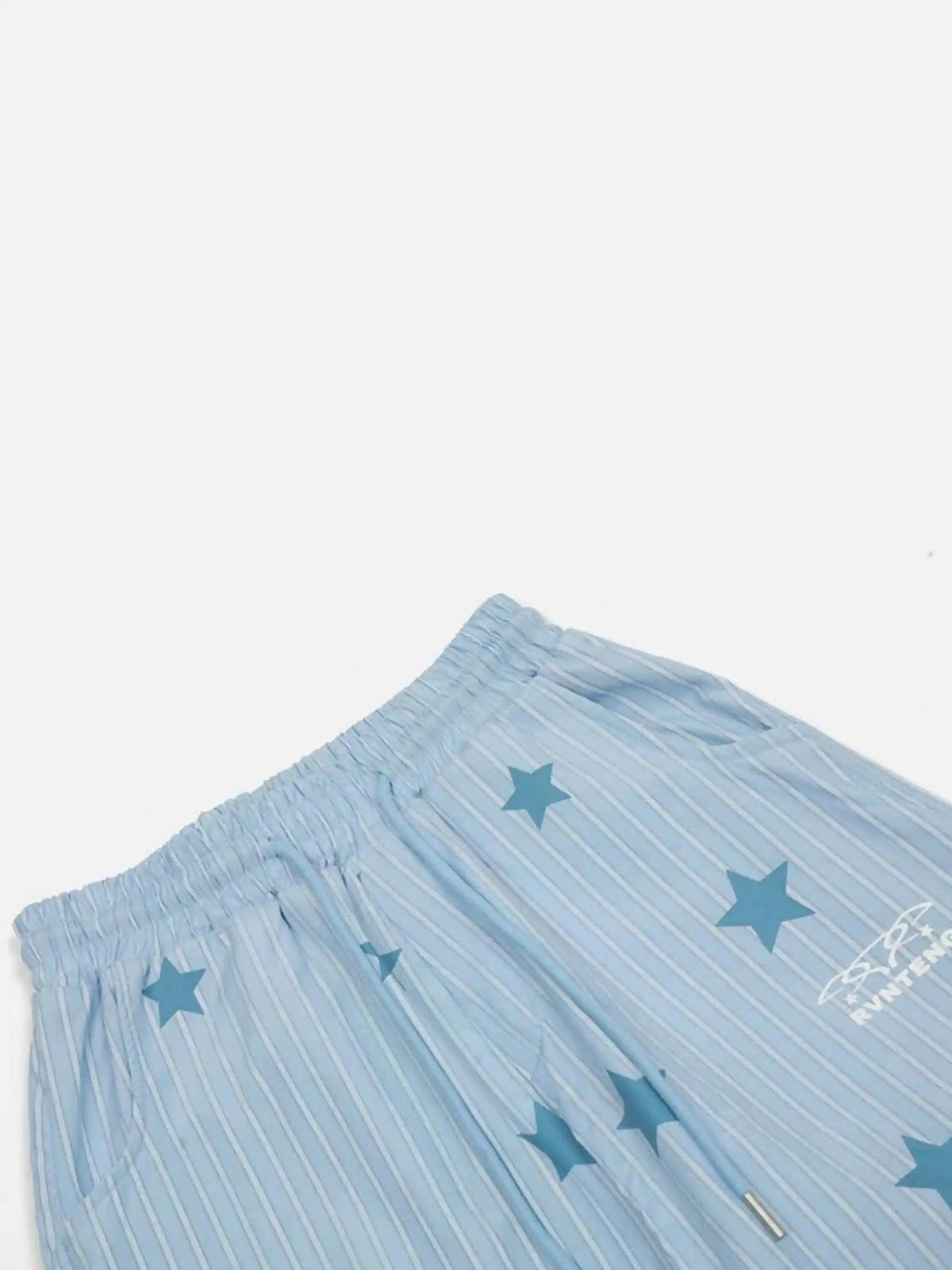 Street Retro Star Vertical Stripes Trousers