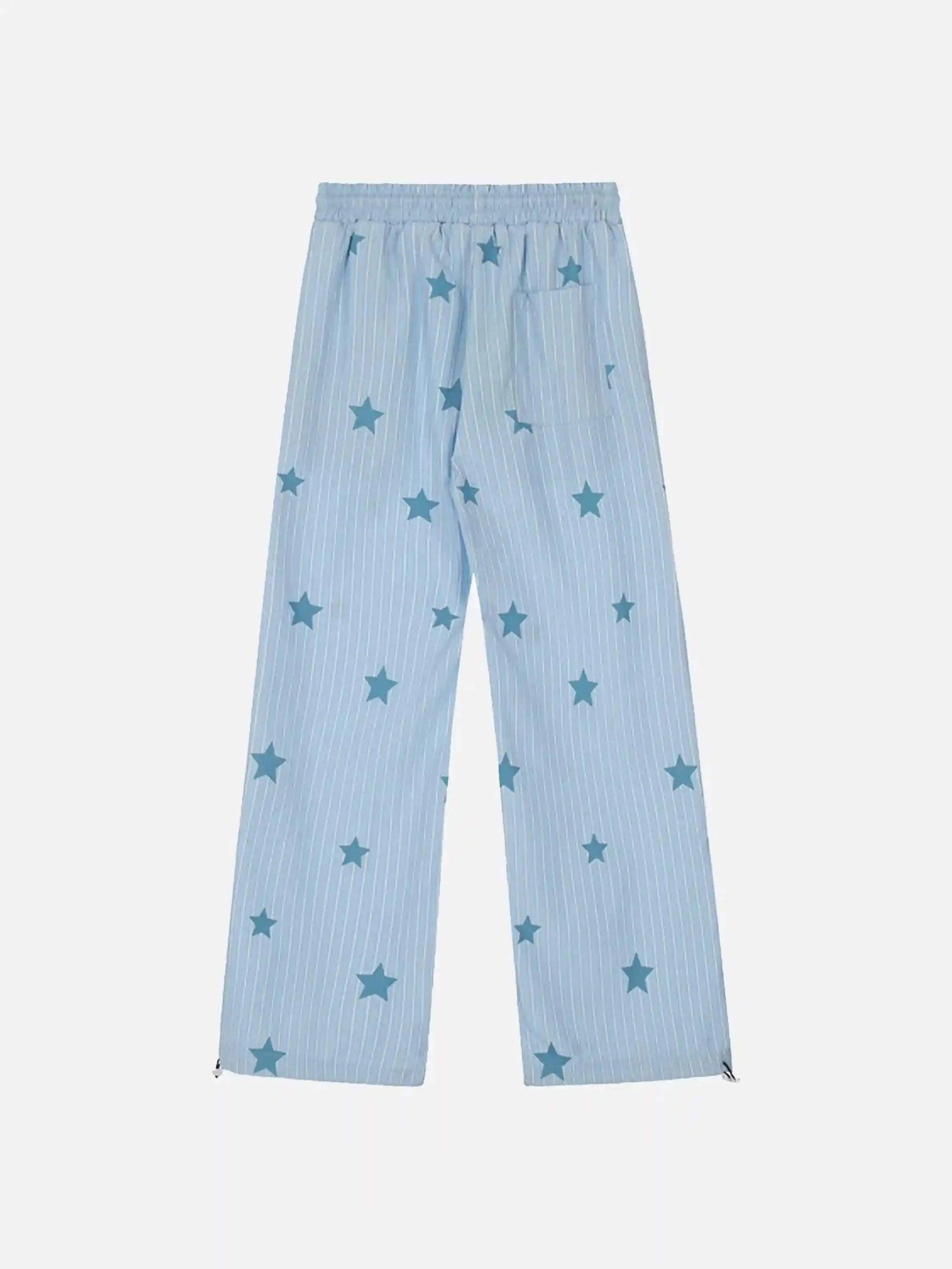 Street Retro Star Vertical Stripes Trousers