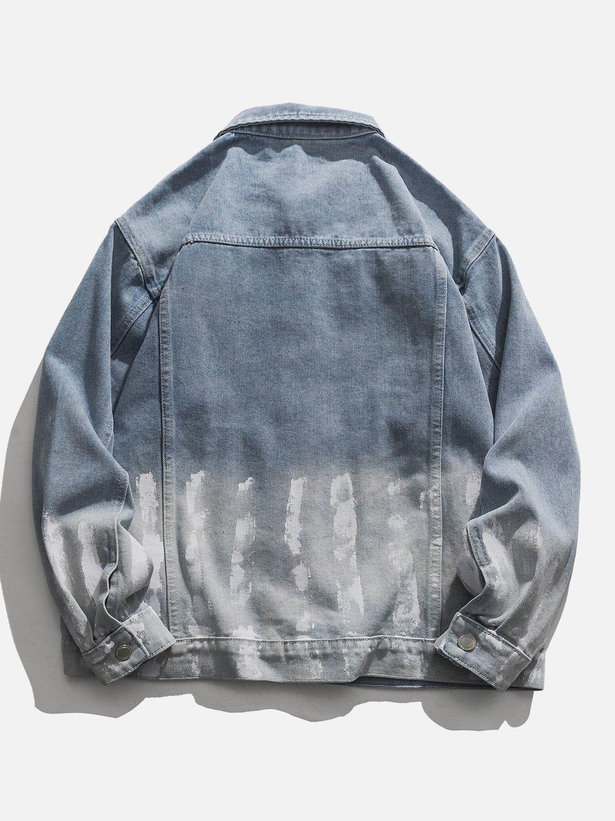 Striped Washed Ombré Denim Jacket