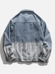 Striped Washed Ombré Denim Jacket