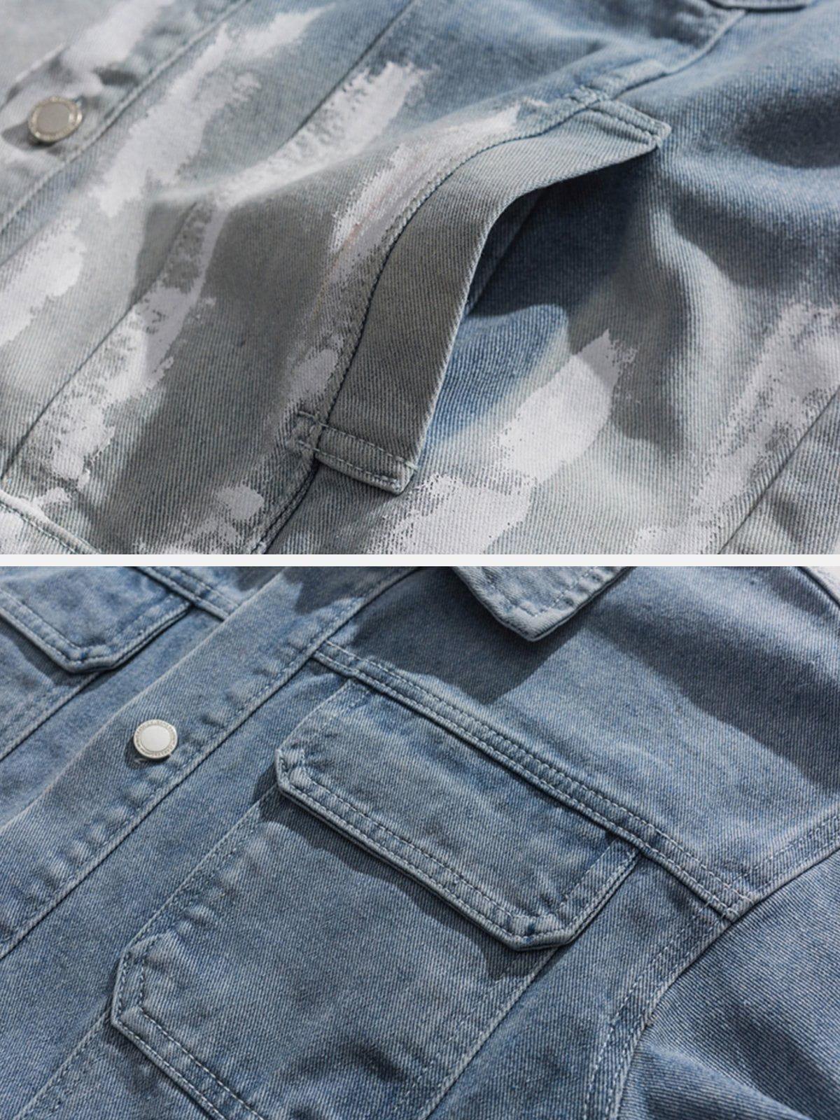 Striped Washed Ombré Denim Jacket