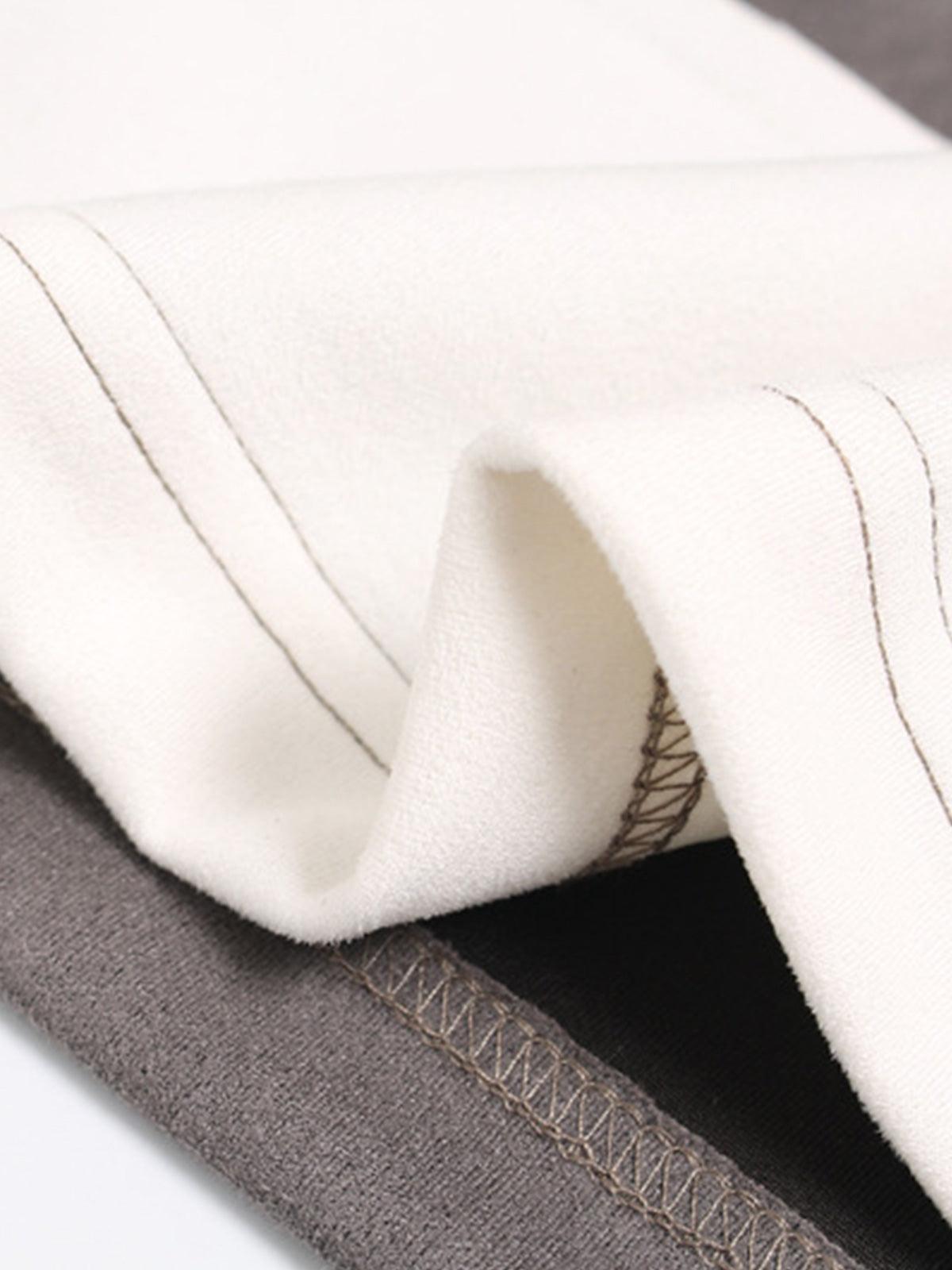 Suede Contrast Stripe Embroidered Long SleeveT-Shirt