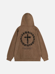 Suede Cross Print Hoodie