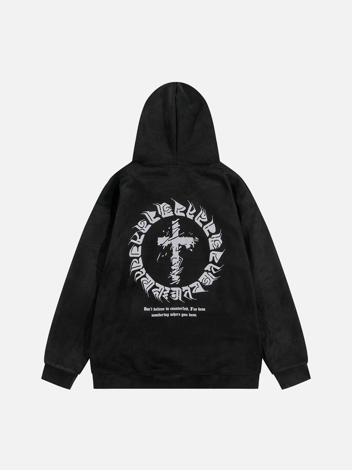 Suede Cross Print Hoodie