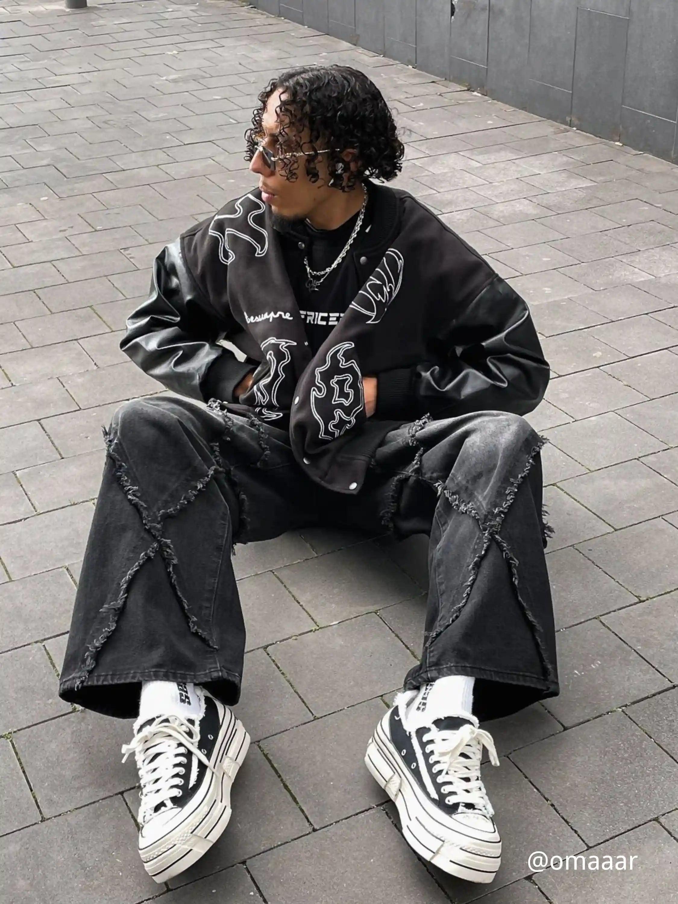 Symbol Embroidery PU Leather Racing Jacket