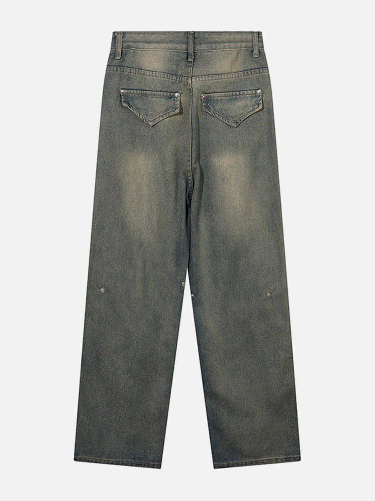 Symmetrical Panel Button-Down Jeans