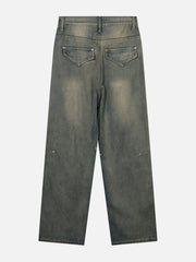 Symmetrical Panel Button-Down Jeans