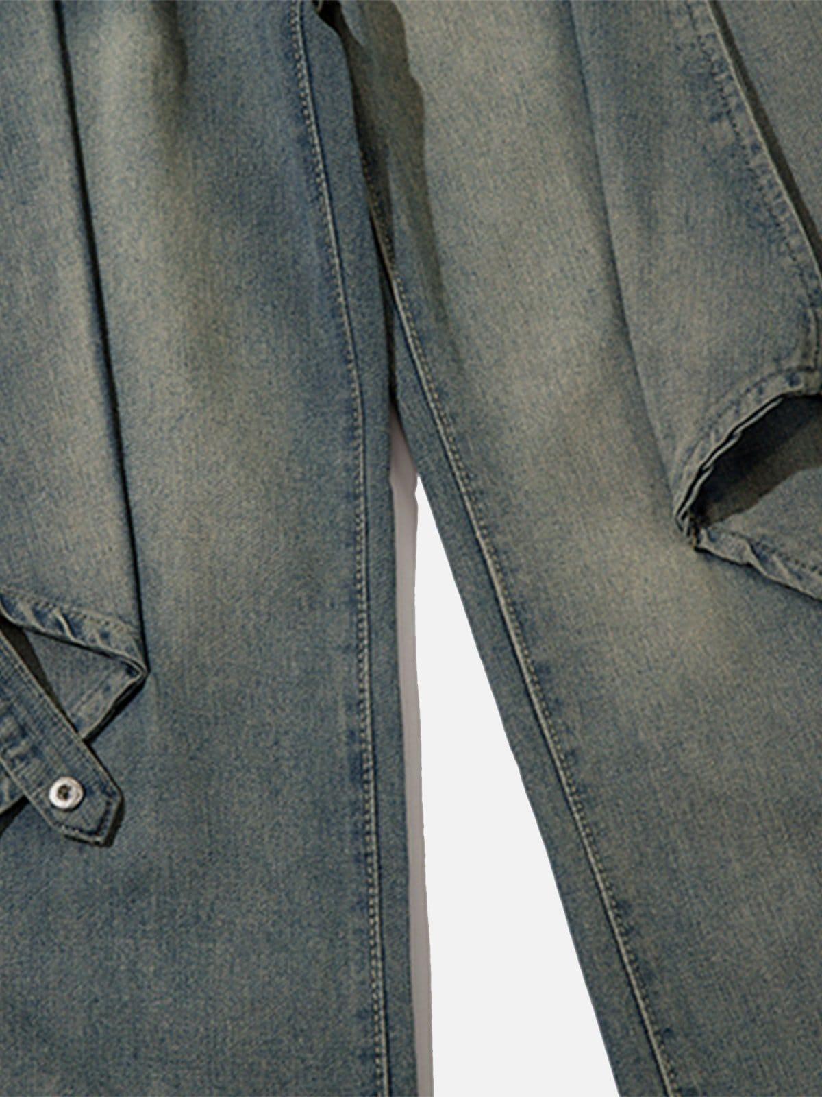 Symmetrical Panel Button-Down Jeans