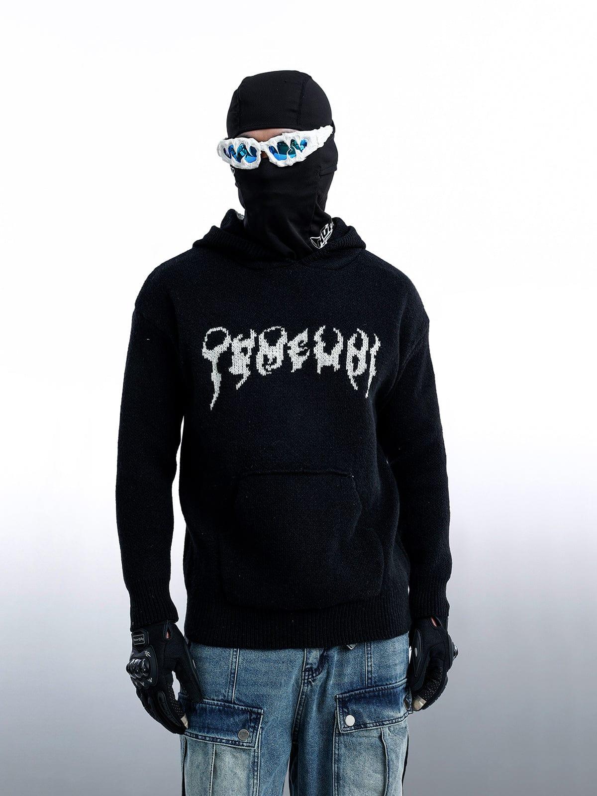 Tailbone Pattern Jacquard Sweater Hoodie