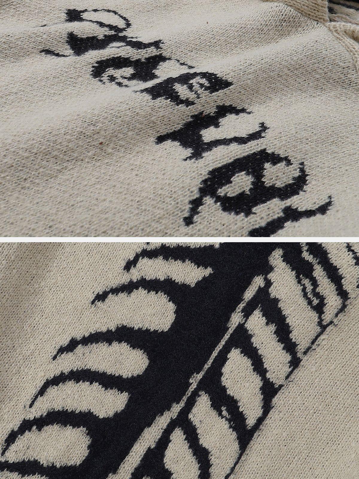 Tailbone Pattern Jacquard Sweater Hoodie