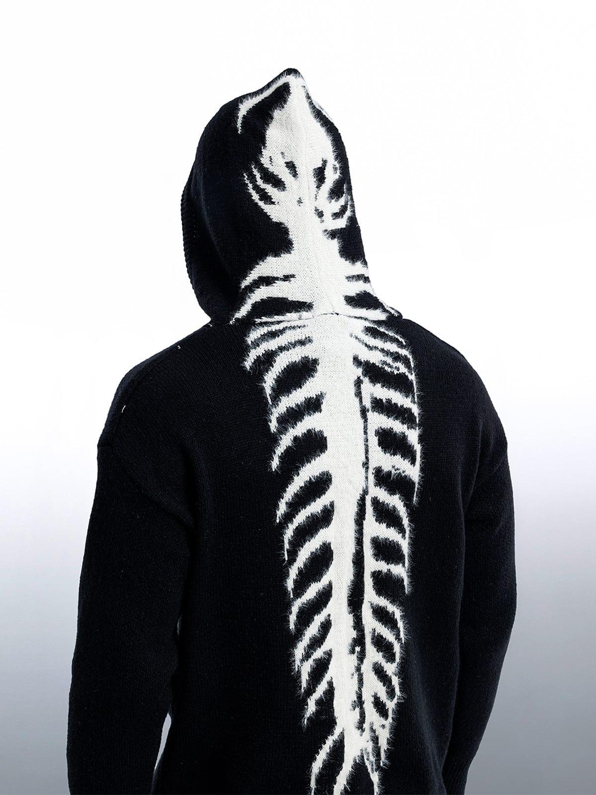 Tailbone Pattern Jacquard Sweater Hoodie