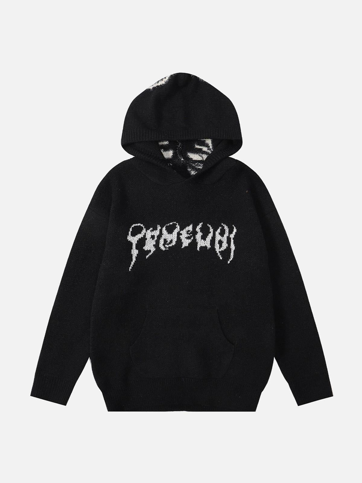 Tailbone Pattern Jacquard Sweater Hoodie