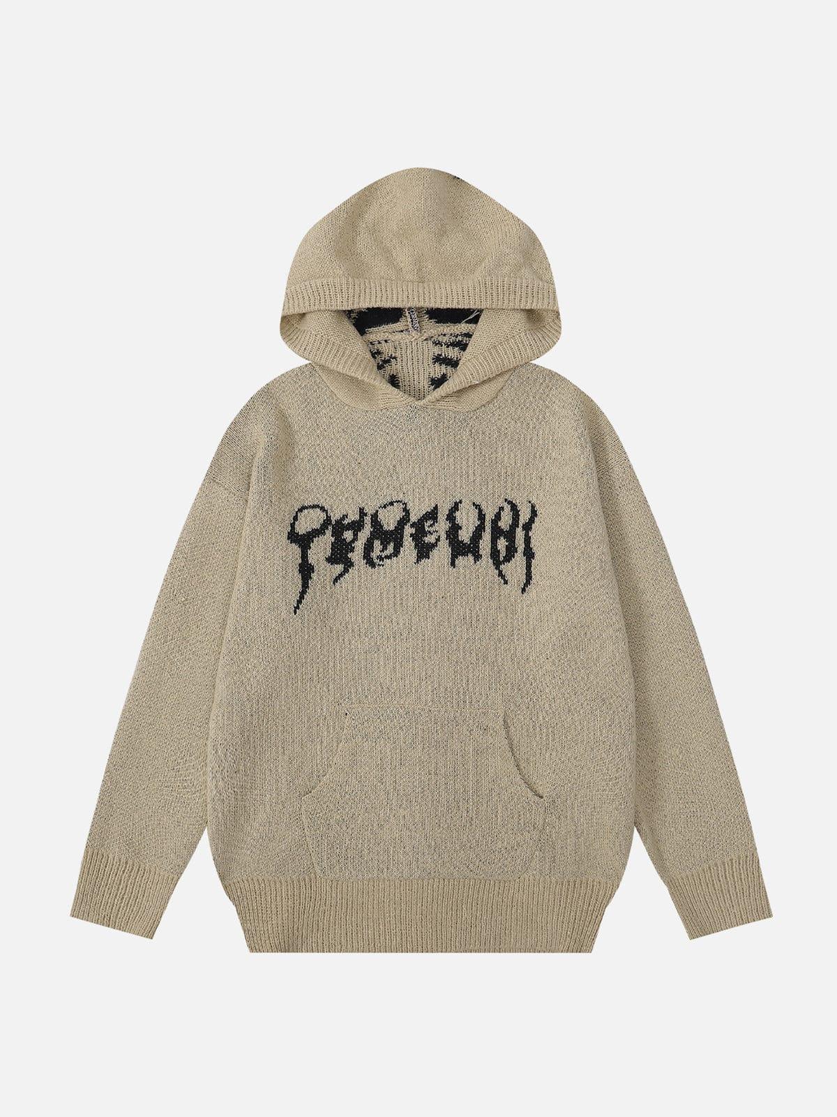 Tailbone Pattern Jacquard Sweater Hoodie