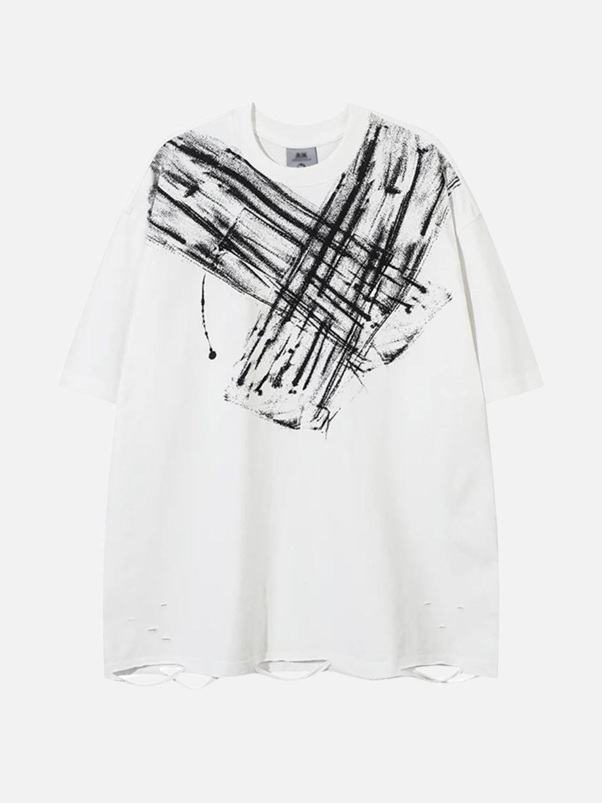 Abstract Paint Ripped Tee