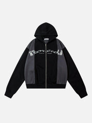 Academic Style Assembled Color Blocking Hoodie