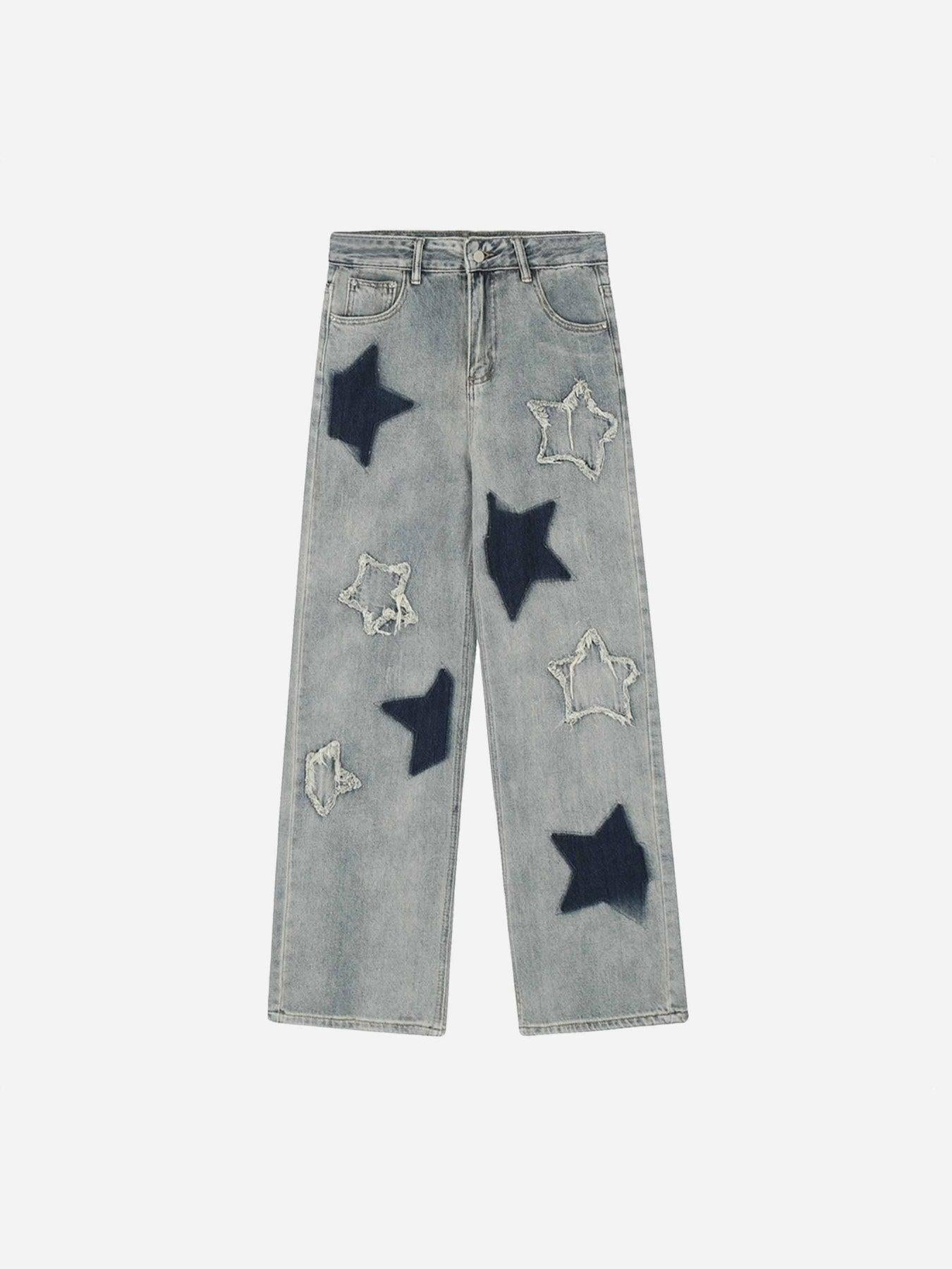 Airbrushed Pentagram Applique Jeans