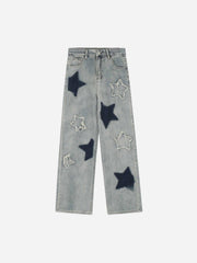 Airbrushed Pentagram Applique Jeans