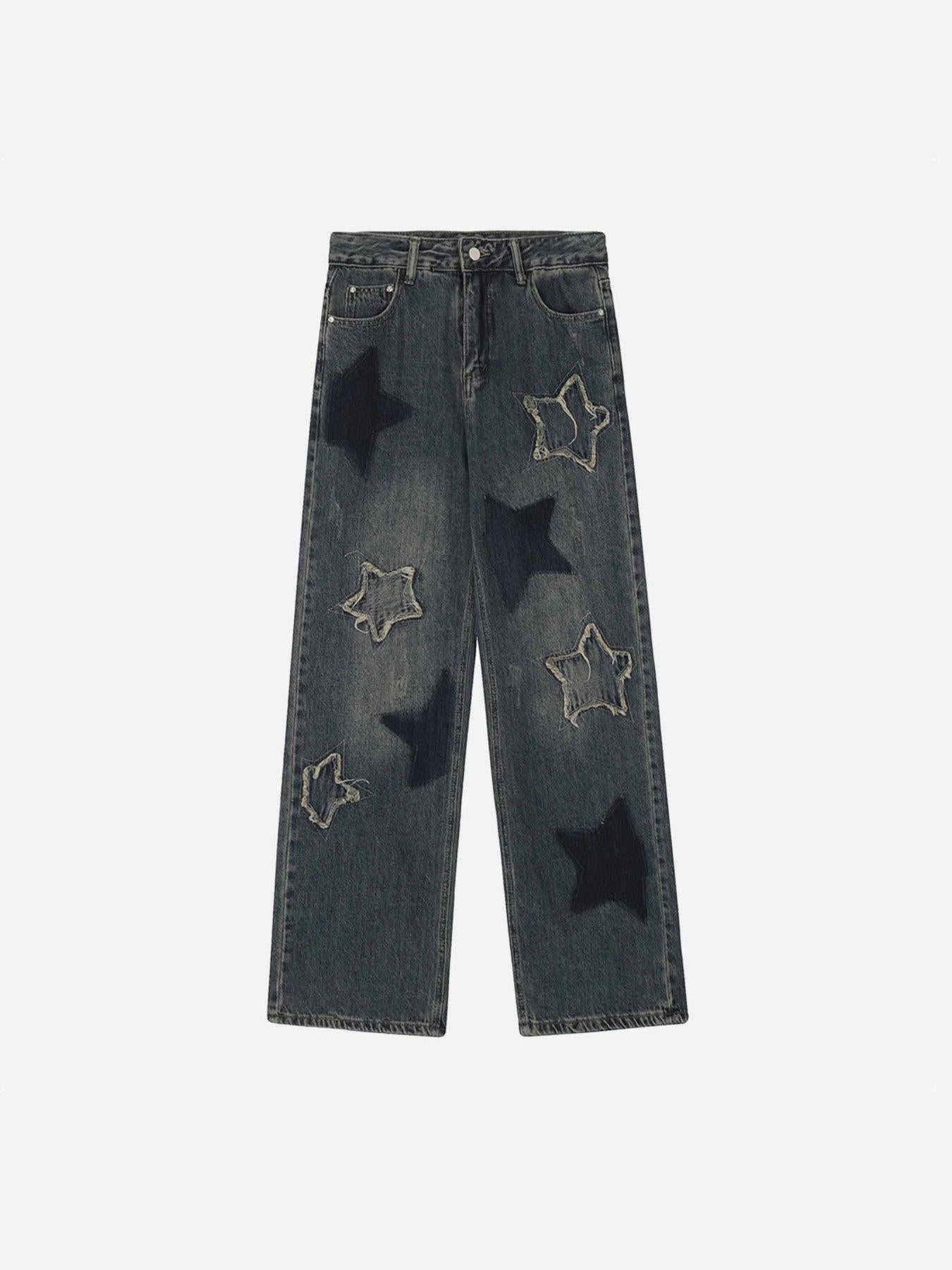 Airbrushed Pentagram Applique Jeans