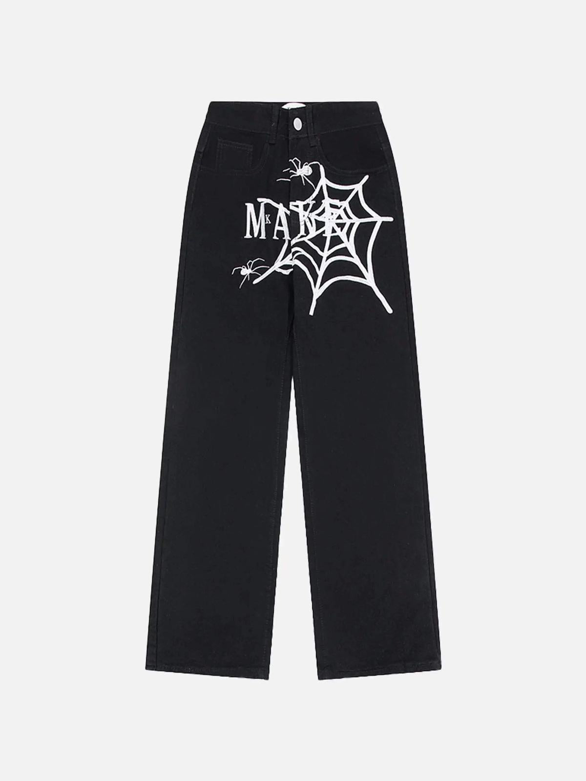 American High Street Embroidered Spider Jeans