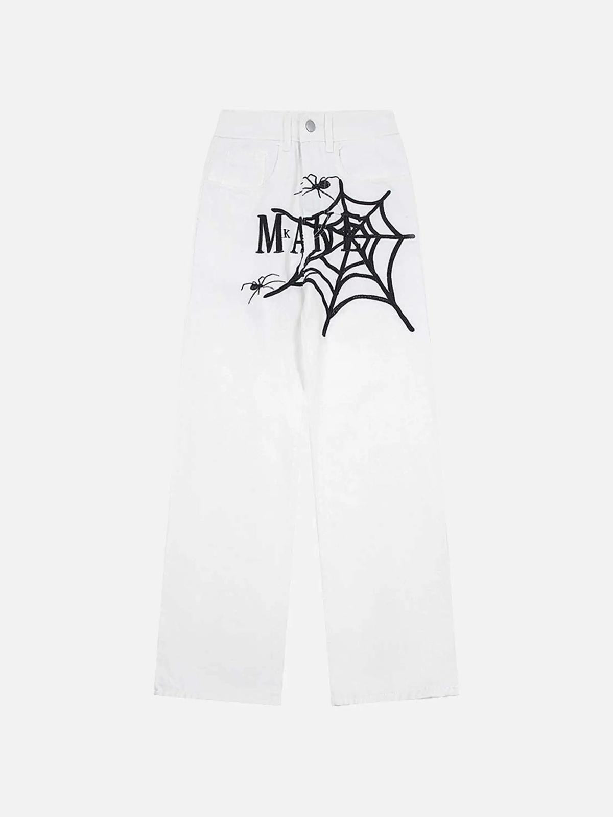 American High Street Embroidered Spider Jeans