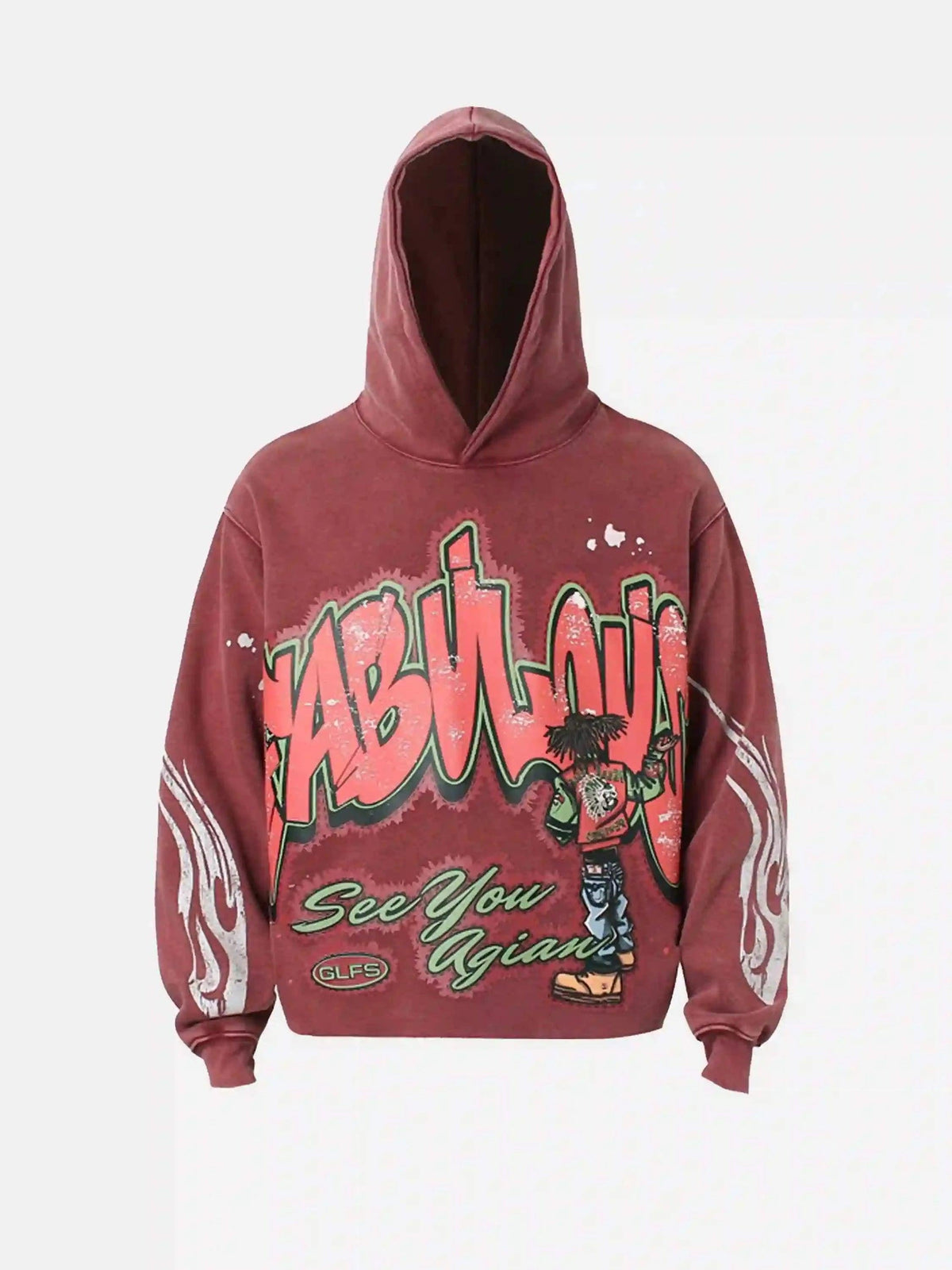 American Hip-Hop Graffiti Distressed Hooded Hoodie