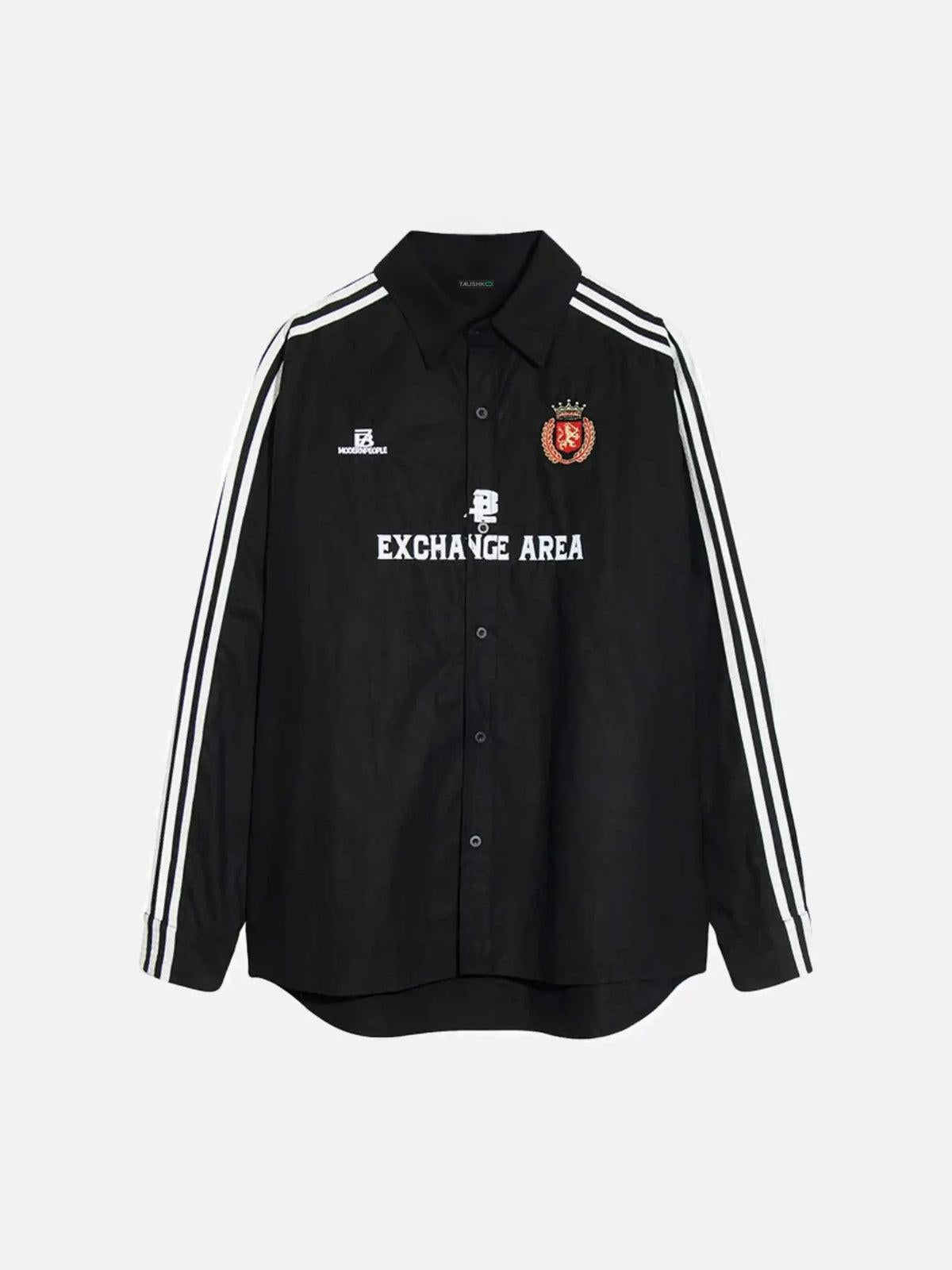 American Retro College Style Lapel Long-Sleeved Shirt