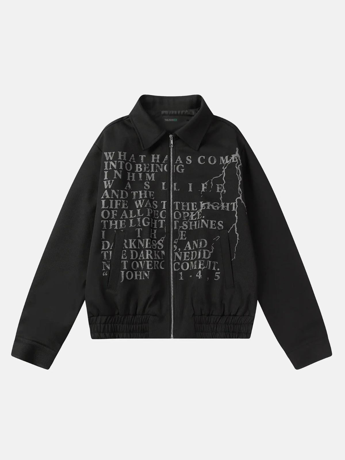 American Retro Distressed Letter Print Jacket