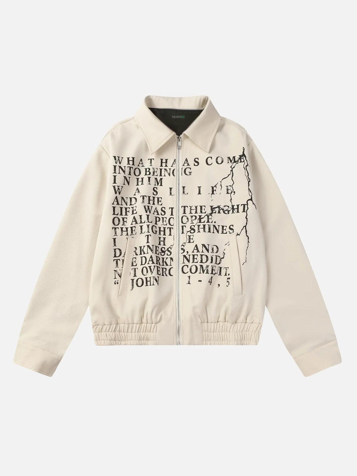 American Retro Distressed Letter Print Jacket