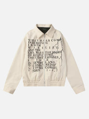 American Retro Distressed Letter Print Jacket