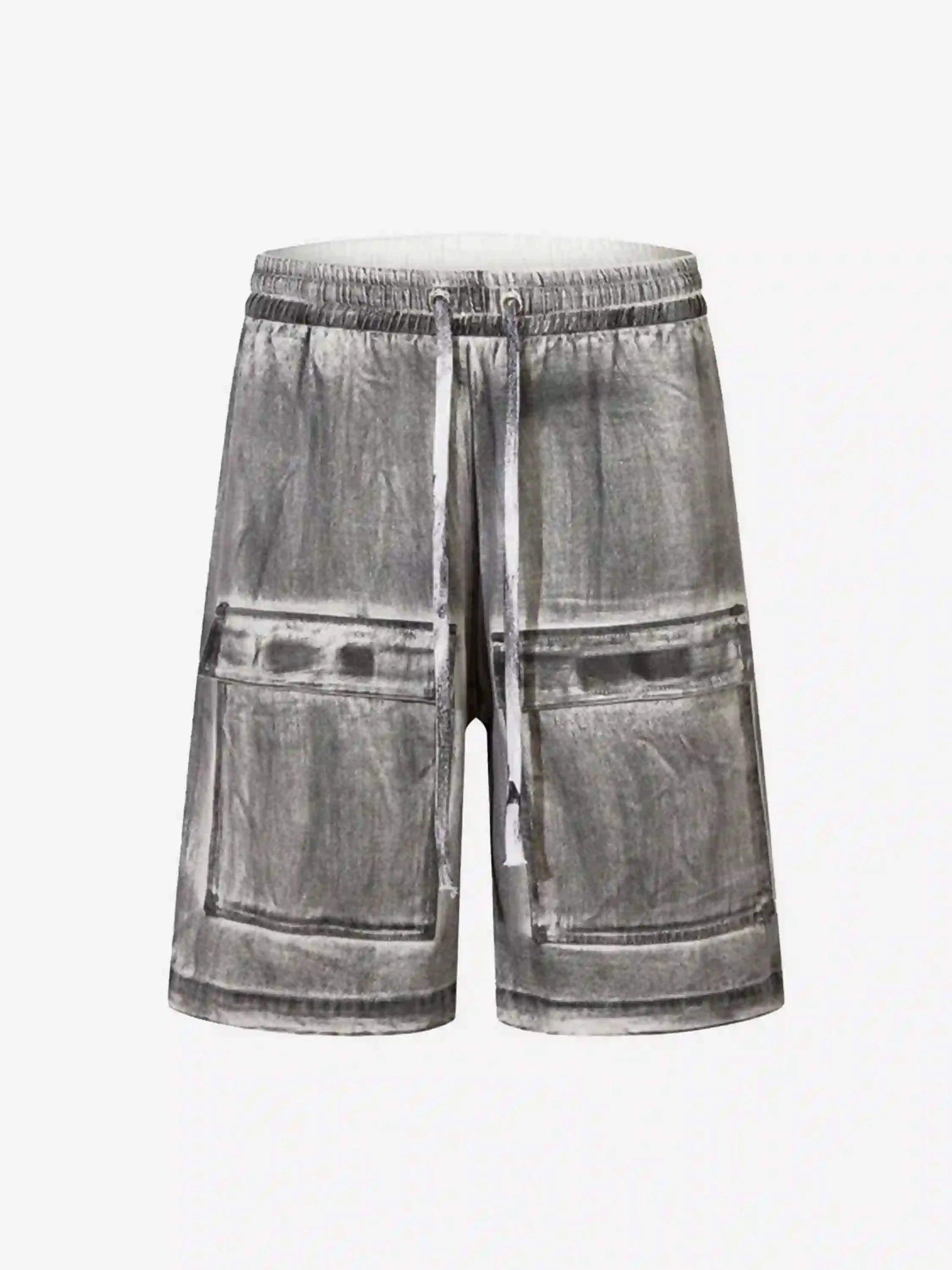 American Retro Distressed Multi-Pocket Cargo Shorts