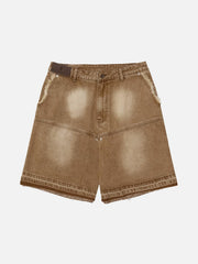 American Retro Distressed Washed Denim Shorts