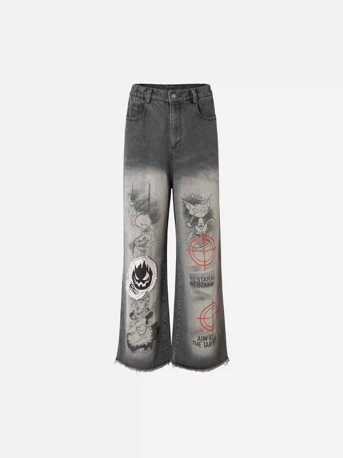 American Retro Embroidered Dopamine Jeans