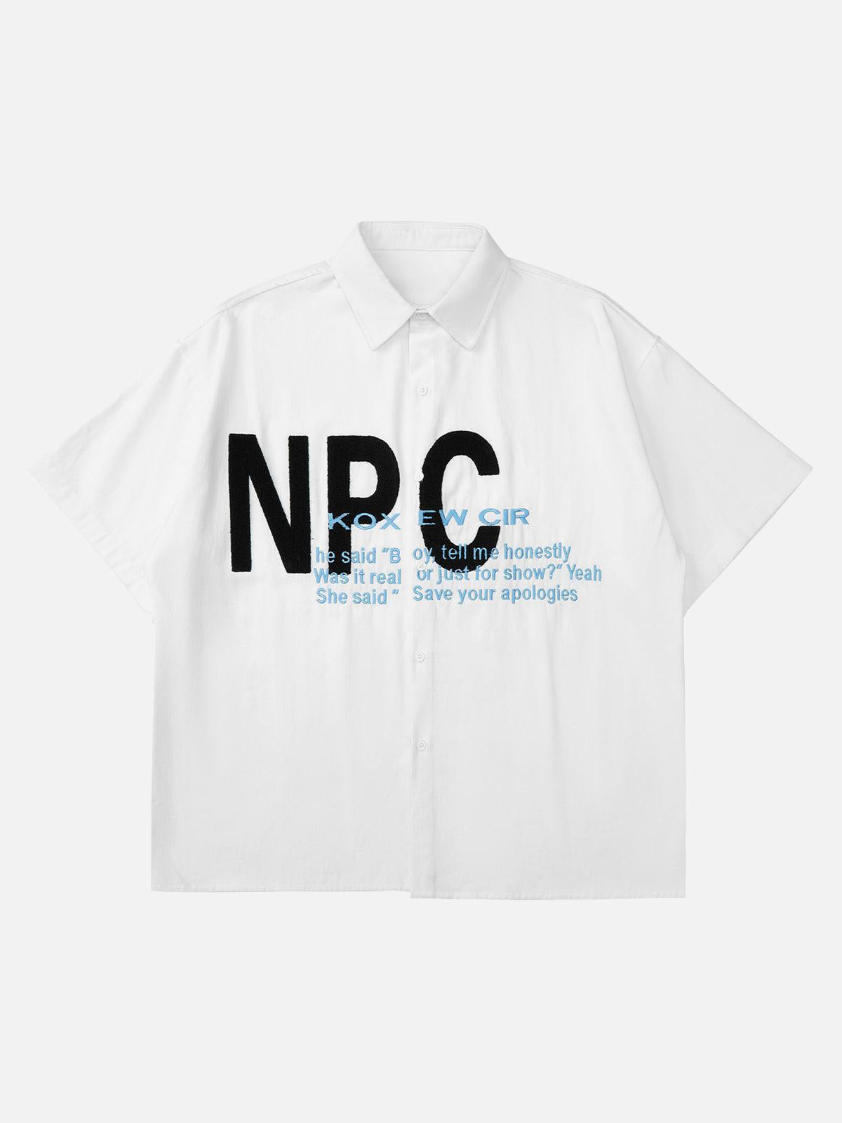 American Retro Letter Embroidered Shirt