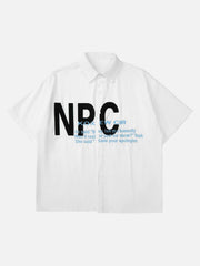 American Retro Letter Embroidered Shirt