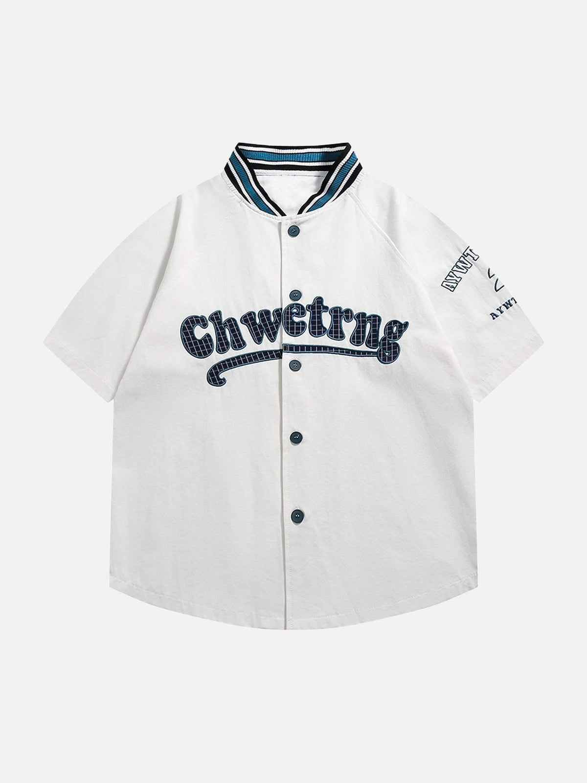 American Retro Letter Patch Short-Sleeved Shirt