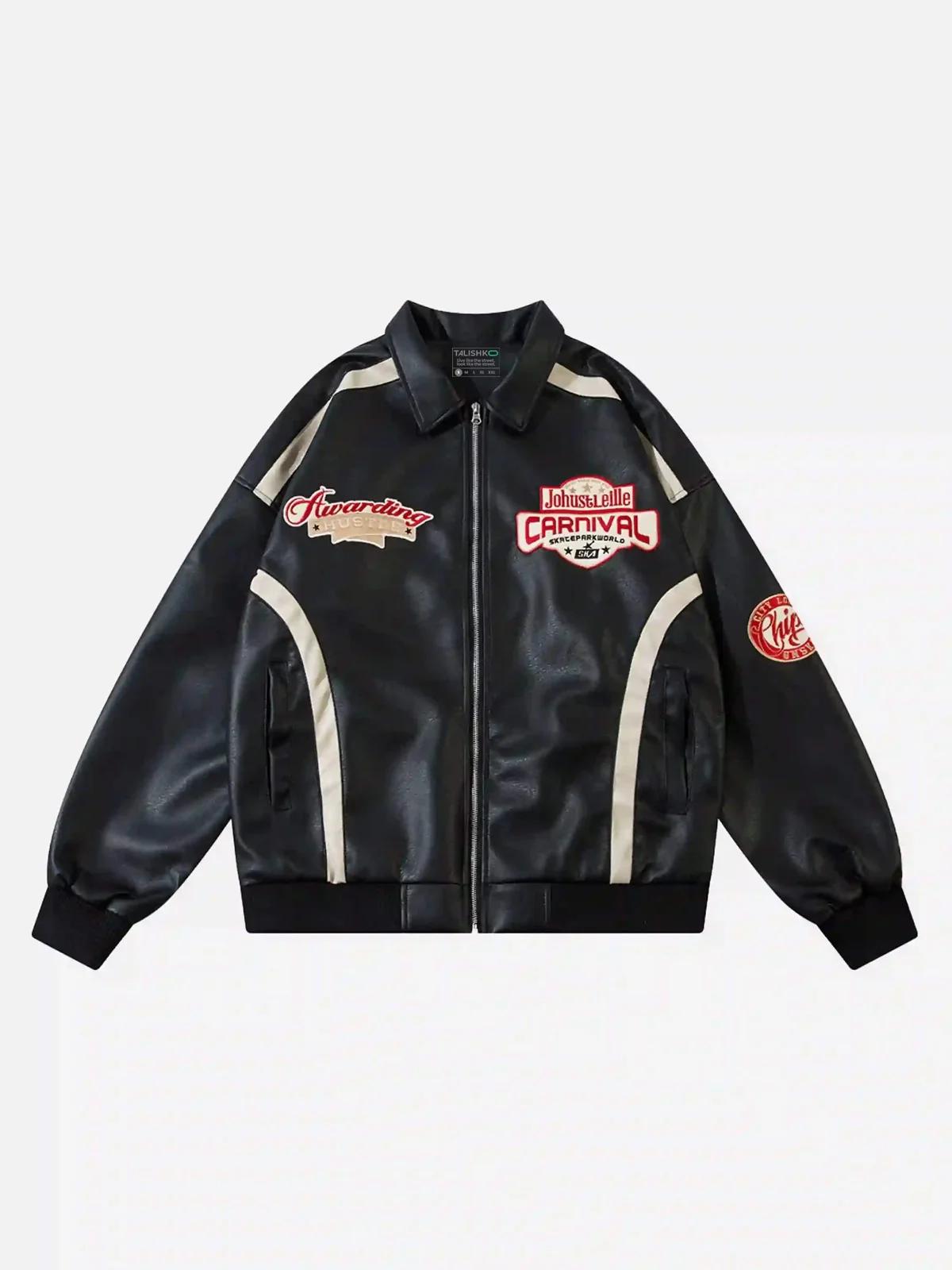 American Retro Patchwork Motorcycle Jacket